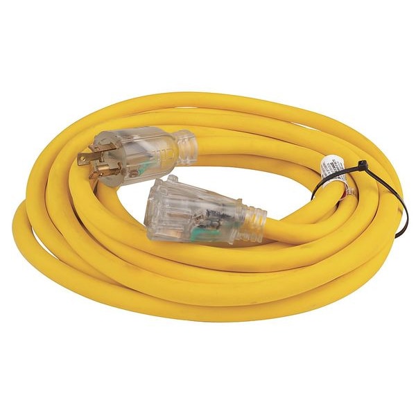 Power First SJTOW Extension Cord, 10 AWG, Outdoor, 10/3, 3 Outlets, 5-15R, Yellow, PVC, L5-30P, 25 ft - 4GAD4