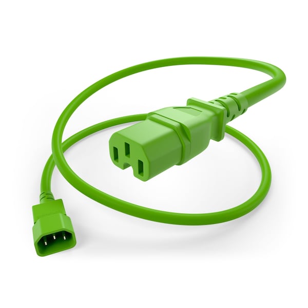 Unirise Usa 6Ft Power Cord C14-C15 15Amp Green - PWCD-C14C15-15A-06F-GRN