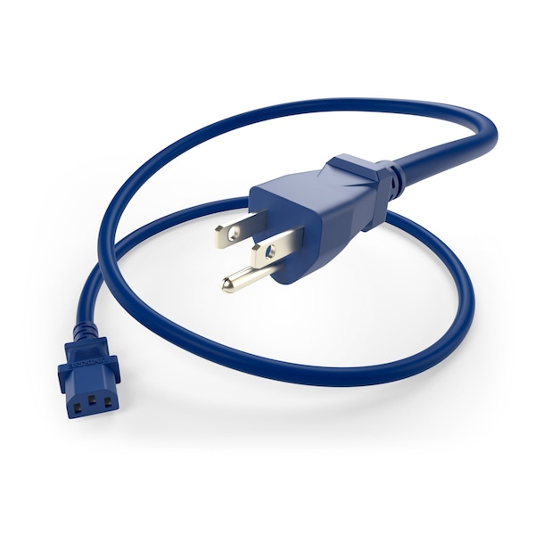 Unirise Usa 3Ft Power Cord 5/15P - C13 10Amp Blue - PWCD-515PC13-10A-03F-BLU