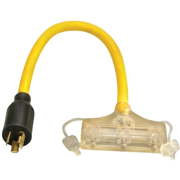 Cci Extension Cord Adapter, 12 AWG, Indoor/Outdoor, 12/3, 3 Outlets - 90848802