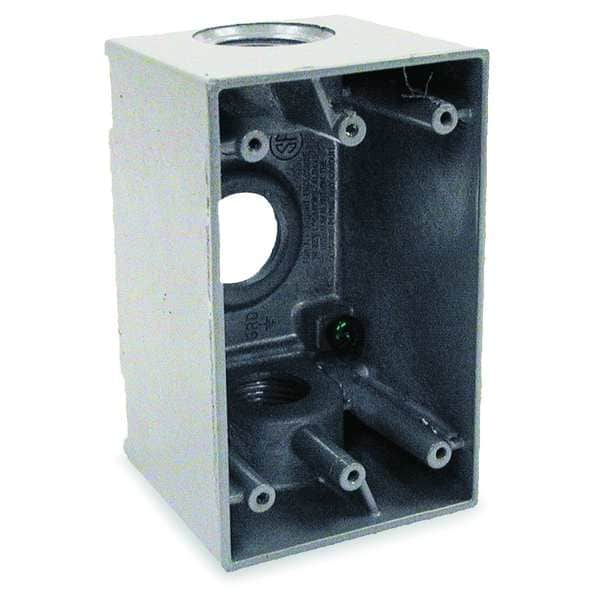 Bell Outdoor Weatherproof Electrical Box, 22.5 cu in, Single Gang Box Type, 1 Gang, Aluminum, Rectangular Shape - 5386-0