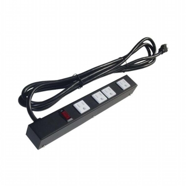 E-Dustry 12 in. 4 Outlet Metal Power Strip, 1 ft. - White - E-98585