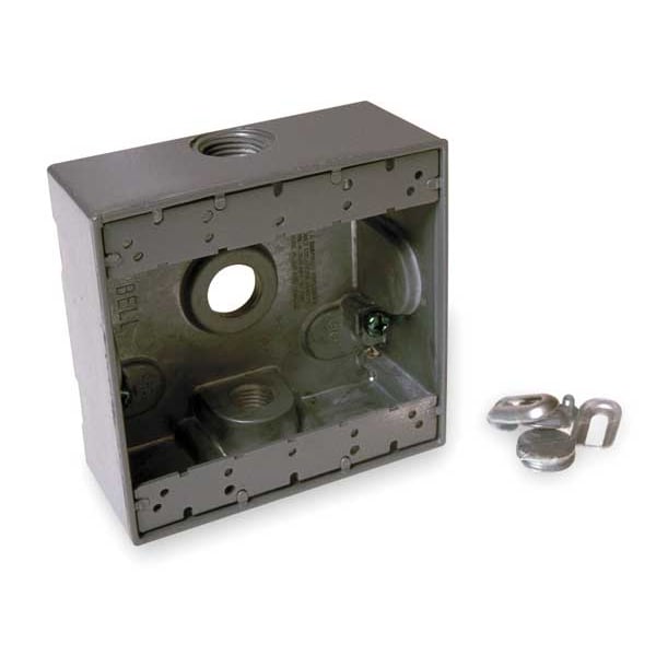 Bell Outdoor Weatherproof Electrical Box, 32 cu in, FSS Box Type, 2 Gangs, Aluminum, Square Shape - 5333-0