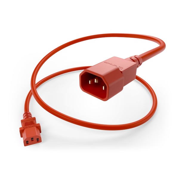 Unirise Usa 1Ft Red C13-C14 Pdu/ Server Ultra Flexible Power Cord, Svt, 10Amp,  - PWRC13C1401FRED