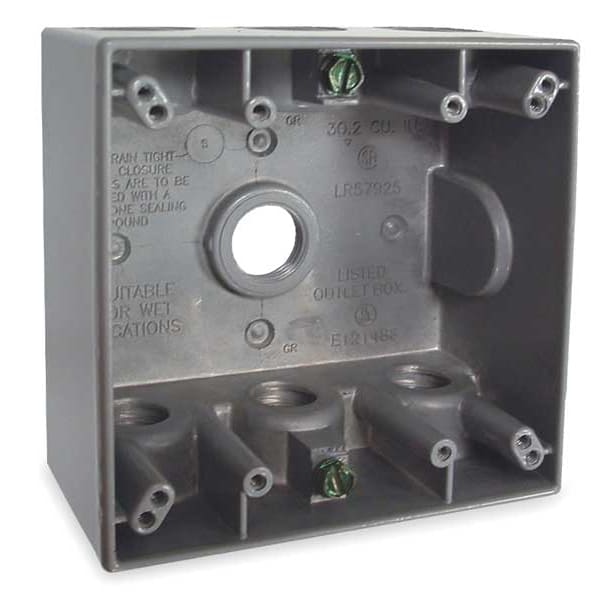 Bell Outdoor Weatherproof Electrical Box, 30.2 cu in, Double Gang Box Type, 2 Gangs, Aluminum - 5340-0
