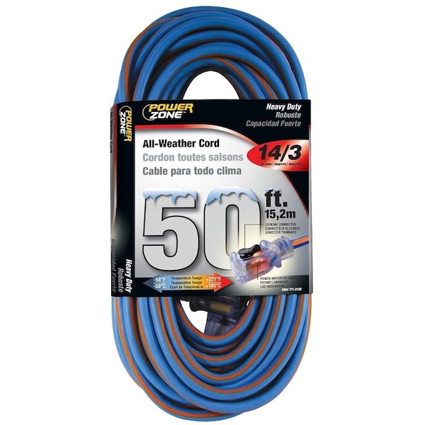 Powerzone Extreme Weather Extension Cord, 14 AWG, Outdoor, 25 ft - ORC530730