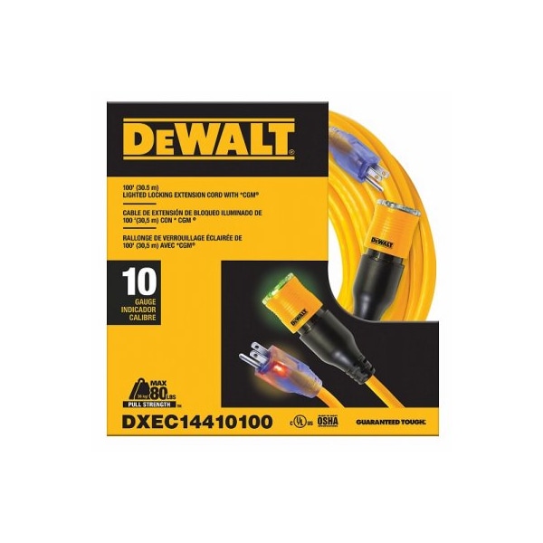 Century Wire & Cable SJTW Locking Extension Cord, 10 AWG, 10/3, 100 ft - DXEC14410100