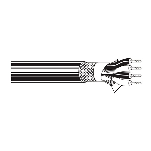 Belden Multi-Conductor Cable, 24 AWG, 4 C, Black, PVC, Stranded, 100V AC, Indoor - 1192A B591000