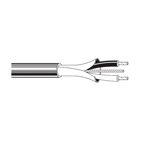 Belden Multi-Conductor Cable, 22 AWG, 2 C, Black, PVC, Stranded, 300V AC, Indoor - 1266A 0101000