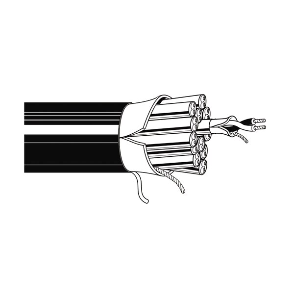 Belden Multi-Conductor Cable, 24 AWG, 16 C, Matte Black, PVC, Stranded, 300V AC, Indoor - 1512C B591000