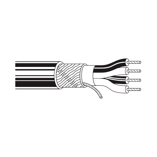 Belden Multi-Conductor Cable, 26 AWG, 4 C, Matte Black, PVC, Stranded, 100V AC, Indoor - 1172A B591000