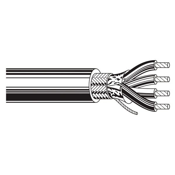 Belden Multi-conductor Cable, 24 AWG, 4 C, Chrome, PVC, Stranded, 30V AC, Indoor - 9927 0601000