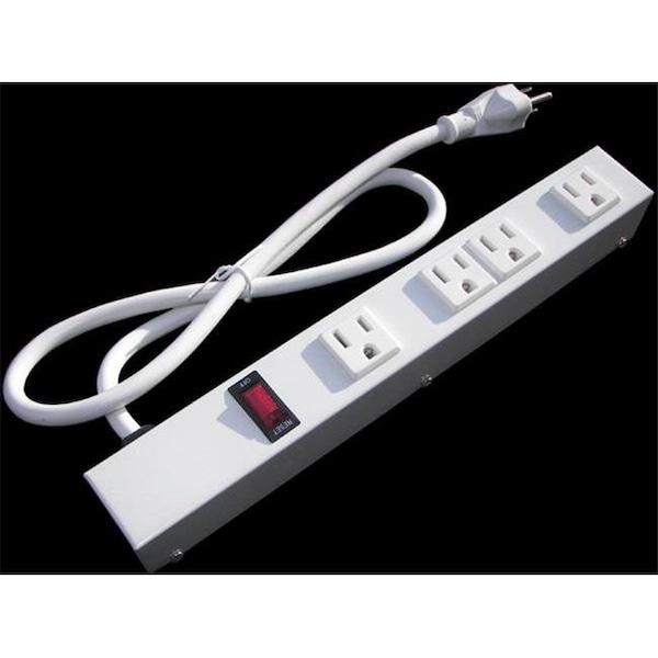 E-Dustry e-dustry EPS-1043W1 12 in. 4 Outlet Metal Power Strip - EPS-1043W1