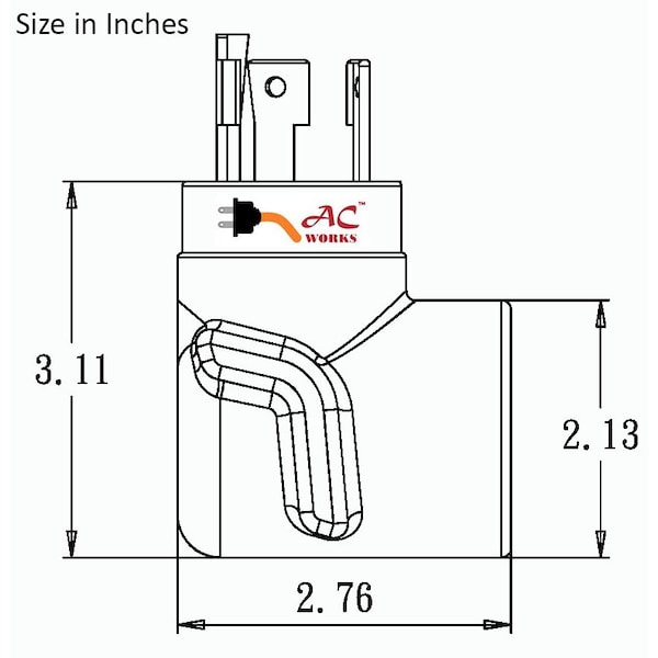 Ac Works L6-30P 30A 250V Locking Plug to 6-50 Welder Connector - WDL630650