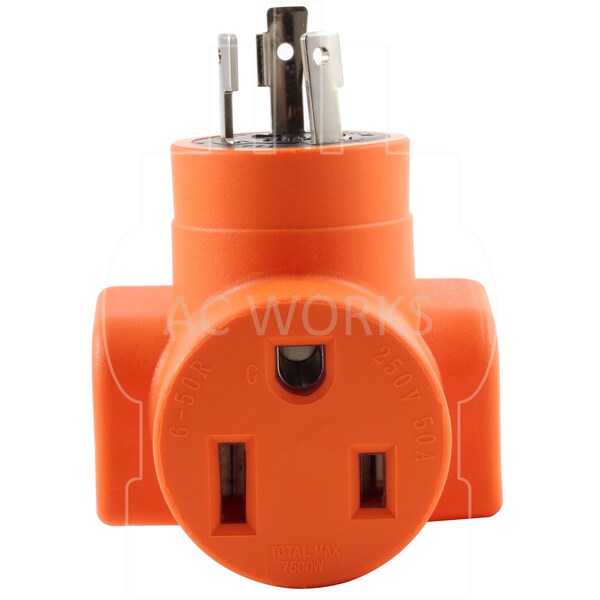 Ac Works L6-30P 30A 250V Locking Plug to 6-50 Welder Connector - WDL630650