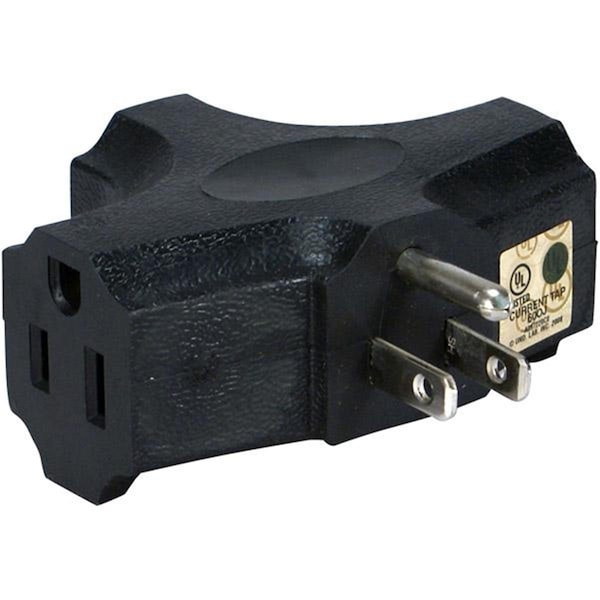 Qvs QVS PA-3P Black 3-Outlet 3-Prong AC Plug - PA-3P