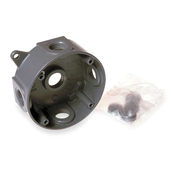Bell Outdoor Weatherproof Electrical Box, 16 cu in, Splice Box Type, 2 Gangs, Aluminum, Round Shape - 5361-0