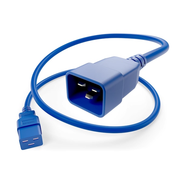 Unirise Usa 10Ft Blue C19-C20 Pdu Power Cord, Sjt, 20Amp, 250V - PWCD-C19C20-20A-10F-BLU