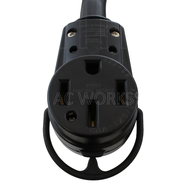 Ac Works SOOW; Cold Weather Extension Cord, 6 AWG, Indoor/Outdoor, 6/4, 1 Outlets, 14-50R, Black, 14-50P - 1450PR-RU-075
