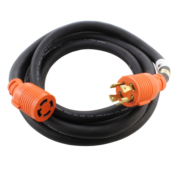Ac Works SOOW; Cold Weather Extension Cord, 10 AWG, Indoor/Outdoor, 10/4, 1 Outlets, Black, Rubber, L14-30P - L1430PR-010
