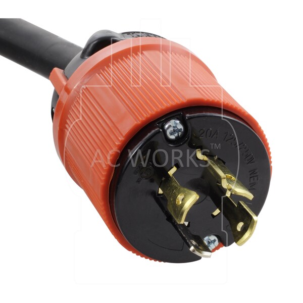 Ac Works SOOW; Cold Weather Extension Cord, 12 AWG, Indoor/Outdoor, 12/4, 1 Outlets, Black, Rubber, Nylon - L1420PR-025