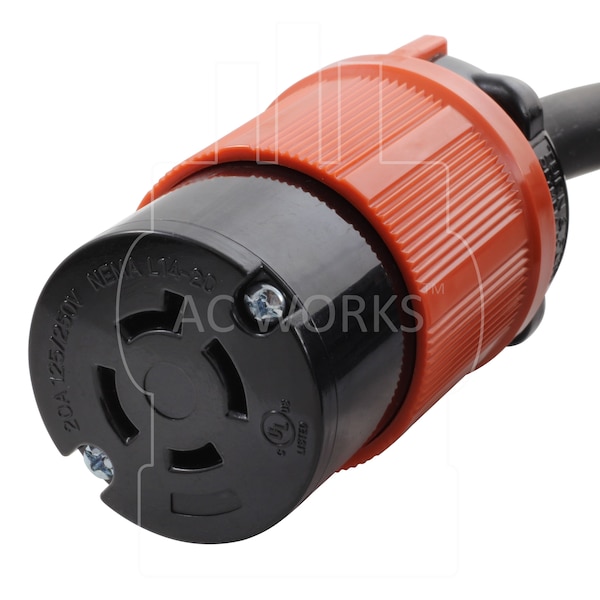 Ac Works SOOW; Cold Weather Extension Cord, 12 AWG, Indoor/Outdoor, 12/4, 1 Outlets, Black, Rubber, Nylon - L1420PR-025