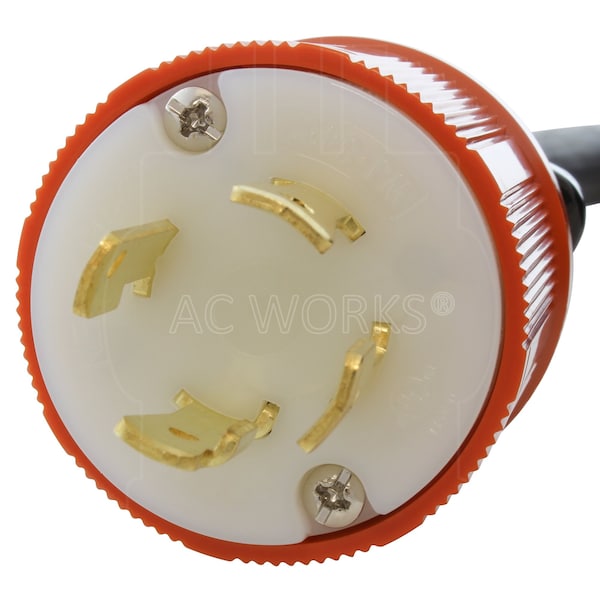 Ac Works SOOW Extension Cord, 10 AWG, Indoor/Outdoor, 10/4, 1 Outlets, L16-30R, Black, Rubber, L16-30P - L1630PR-050
