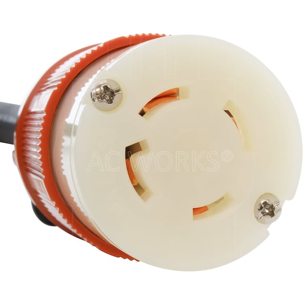 Ac Works SOOW Extension Cord, 10 AWG, Indoor/Outdoor, 10/4, 1 Outlets, L16-30R, Black, Rubber, L16-30P - L1630PR-050