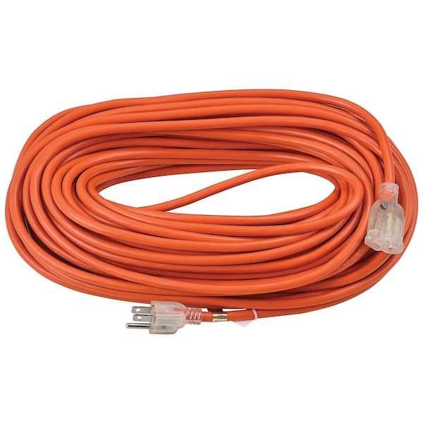Global Industrial SJTW Extension Cord, 16 AWG, Outdoor, 16/3, Orange, 100 ft - 500795