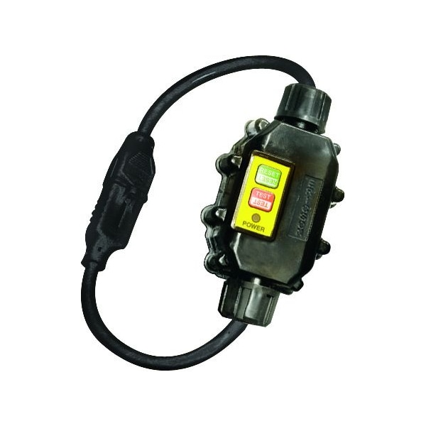 Ericson SJTW; Inline GFCI GFCI Extension Cord, 14 AWG, 14/3, 2 Outlets, 5-15R, Black, 5-15P, 2 ft - XG2-14-2S