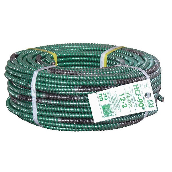 Afc Cable Systems HCF, Metal Clad Building Cable, Copper, 12 AWG, 2C with Ground, Green, Stranded, 250 ft - 2858G42G00