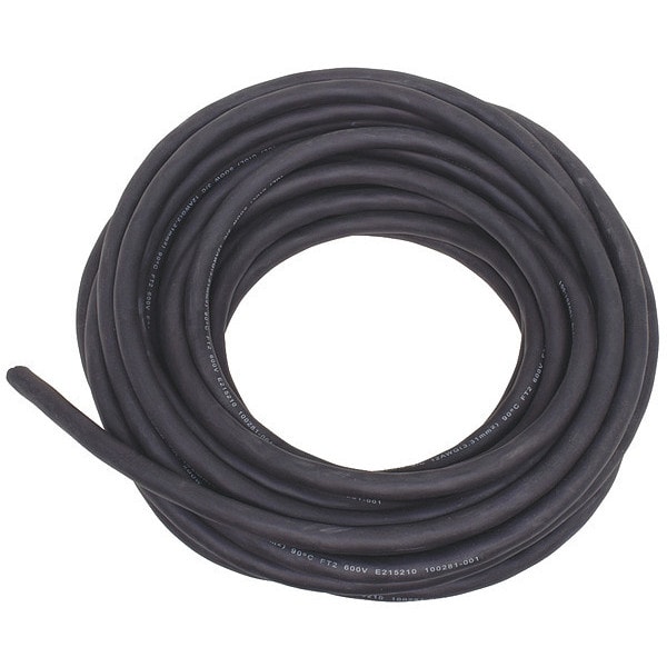 Zoro Select Portable Cord, SOOW, 12 AWG, 3 C, Black, Rubber, Stranded, 600V, Indoor/Outdoor - E3701