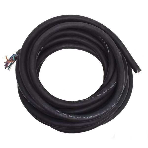 Zoro Select Portable Cord, SOOW, 16 AWG, 10 C, Black, Rubber, Stranded, 600V, Indoor/Outdoor - E3642
