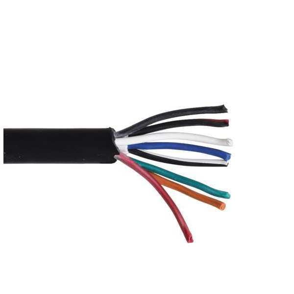 Zoro Select Portable Cord, SOOW, 18 AWG, 8 C, Black, Rubber, Stranded, 600V, Indoor/Outdoor - E3671