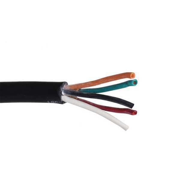 Zoro Select Portable Cord, SOOW, 14 AWG, 5 C, Black, Rubber, Stranded, 600V, Indoor/Outdoor - E3644