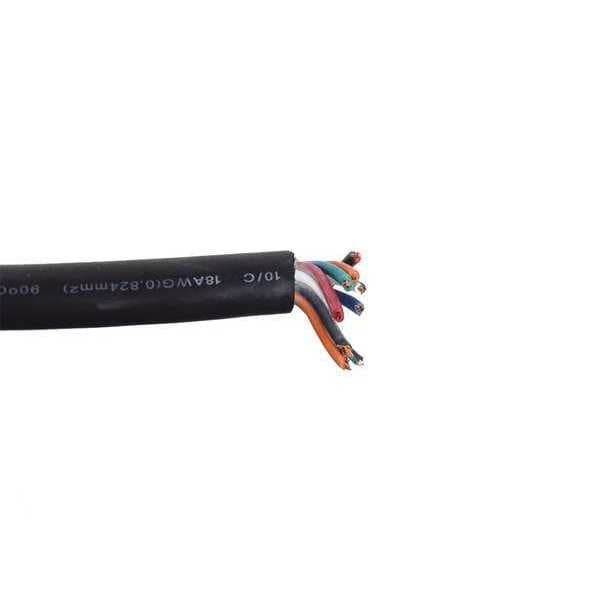 Zoro Select Portable Cord, SOOW, 18 AWG, 10 C, Black, Rubber, Stranded, 600V, Indoor/Outdoor - E3637