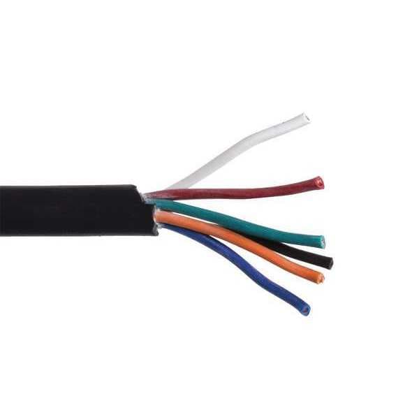 Zoro Select Portable Cord, SOOW, 18 AWG, 6 C, Black, Rubber, Stranded, 600V, Indoor/Outdoor - E3670