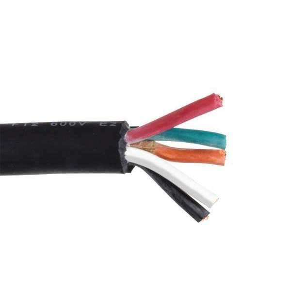 Zoro Select Portable Cord, SOOW, 10 AWG, 5 C, Black, Rubber, Stranded, 600V, Indoor/Outdoor - E3664