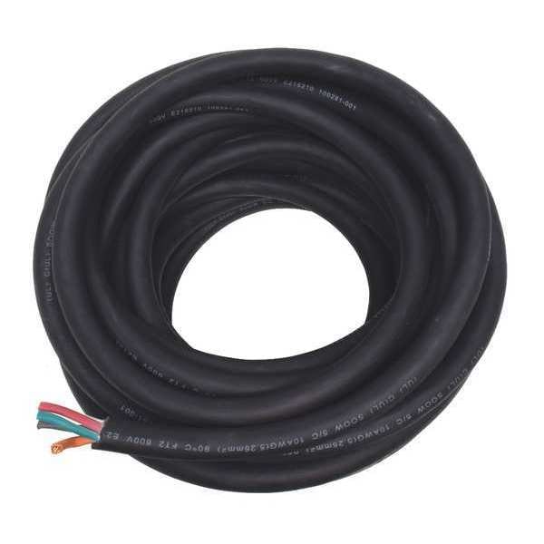 Zoro Select Portable Cord, SOOW, 10 AWG, 5 C, Black, Rubber, Stranded, 600V, Indoor/Outdoor - E3664