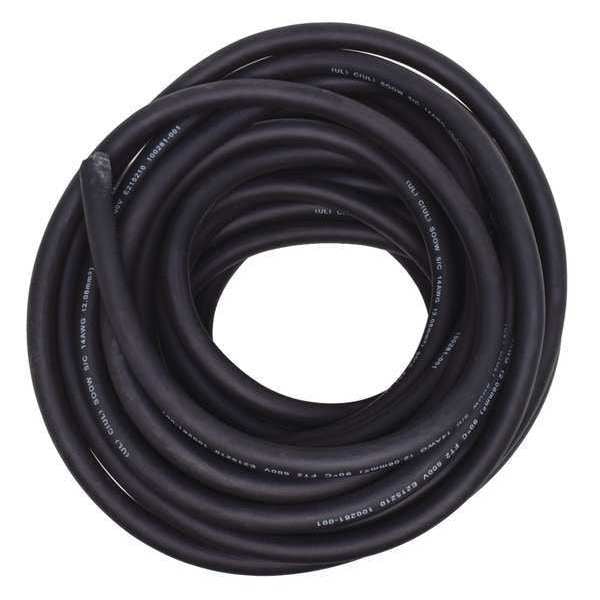 Zoro Select Portable Cord, SOOW, 14 AWG, 5 C, Black, Rubber, Stranded, 600V, Indoor/Outdoor - E3660