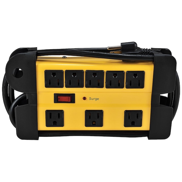 Global Industrial 8-Outlet Power Strip, 6' Cord 14/3 Lighted Switch, 1200 Joule surge, 15A, 1875W ETL - 500797