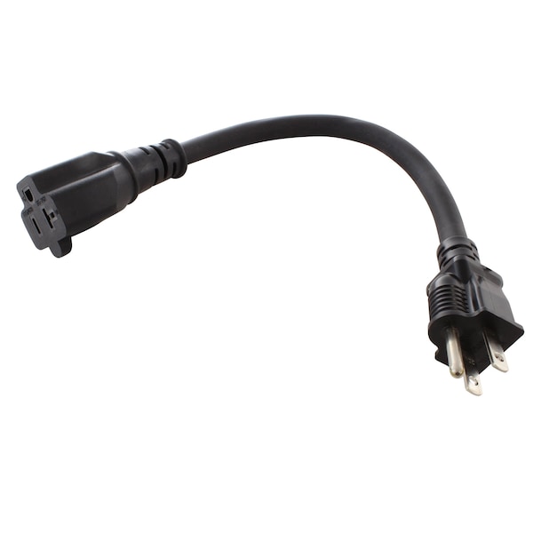 Ac Works 1Ft 15A to 20A Plug Adapter Cord NEMA 5-15P to 5-15/20R 20A T-Blade - S515520-012