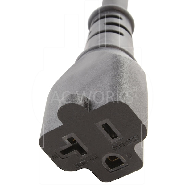 Ac Works 1Ft 15A to 20A Plug Adapter Cord NEMA 5-15P to 5-15/20R 20A T-Blade - S515520-012