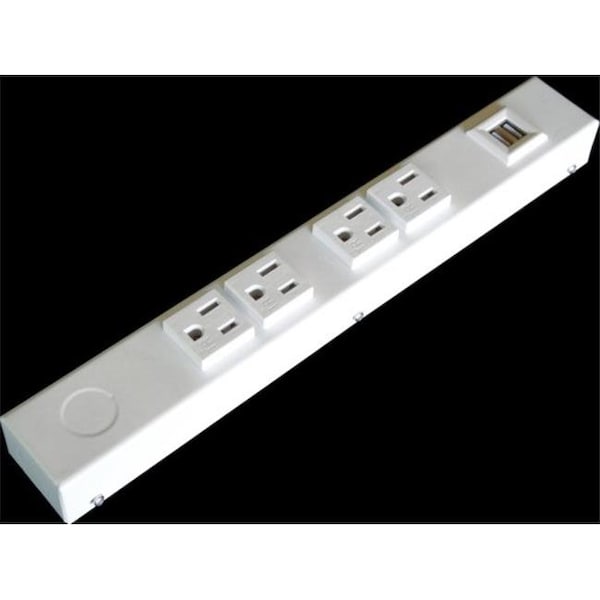 X1 X1 HRU104VW 12 in. 4 TR Outlet Hardwired Power Strip; USB; White - HRU104VW