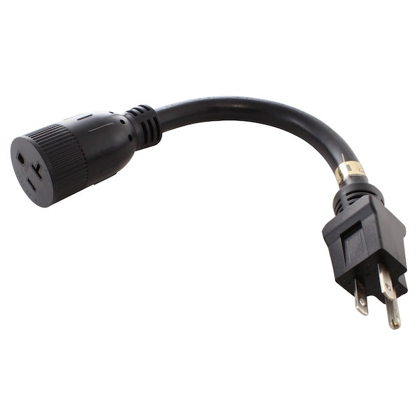 Ac Works 1FT STW 12/3 15A to 20A 125V UL Listed Adapter Cord 20A T-blade - 515520-012UL