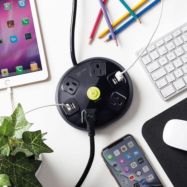 Easylife Tech Base Power Strip 4 Outlet 4 USB 1200 J Surge Protection with 6 ft Cord - 0-2514-N