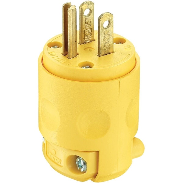 Leviton 15A 125V 3-Wire 2-Pole Residential Grade Cord Plug, Yellow - 000-515PV