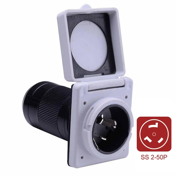 Superior Electric 50 Amp NEMA SS 2-50P RV Inlet - White - RVA1520