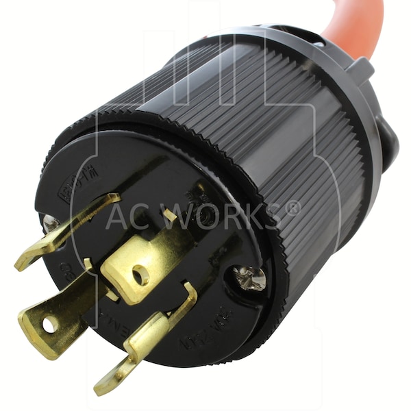 Ac Works 1.5FT 4-Prong 3-Phase 30A 250V L15-30 Plug to NEMA 6-50R Welder Adapter - WDL1530650-018