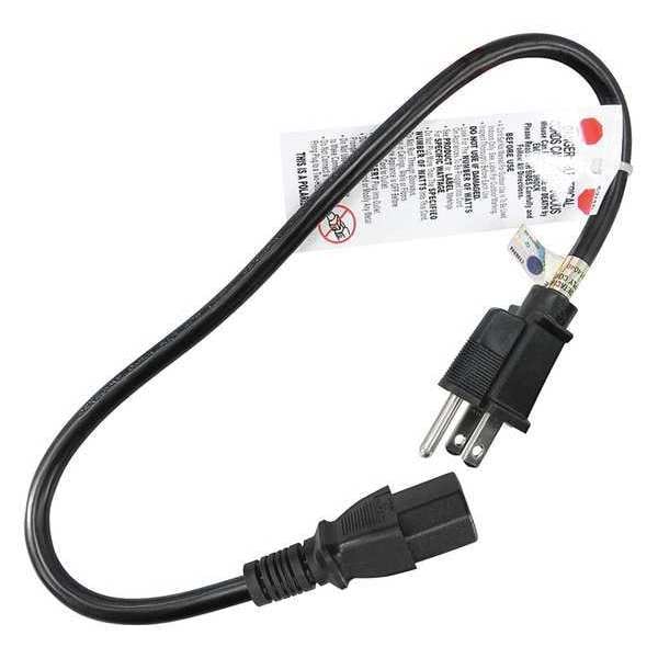 Zoro Select Power Cord, 5-15P, SJT, 2 ft., Blk, 15A, 14/3 - 5XFL6ID